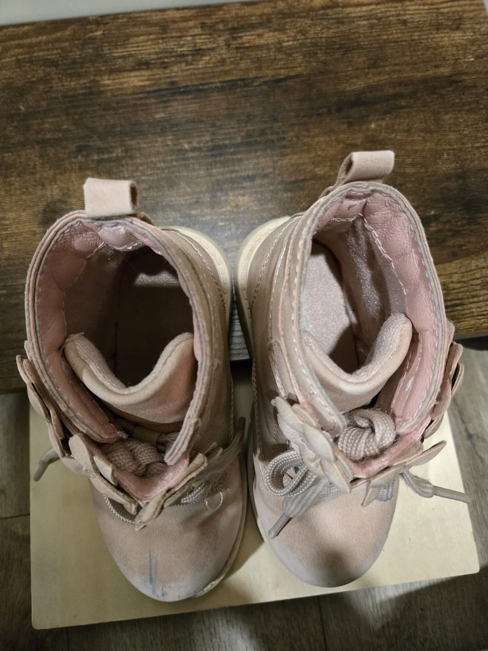 Carters Girl Pink Flower Lace-up Combat Boot